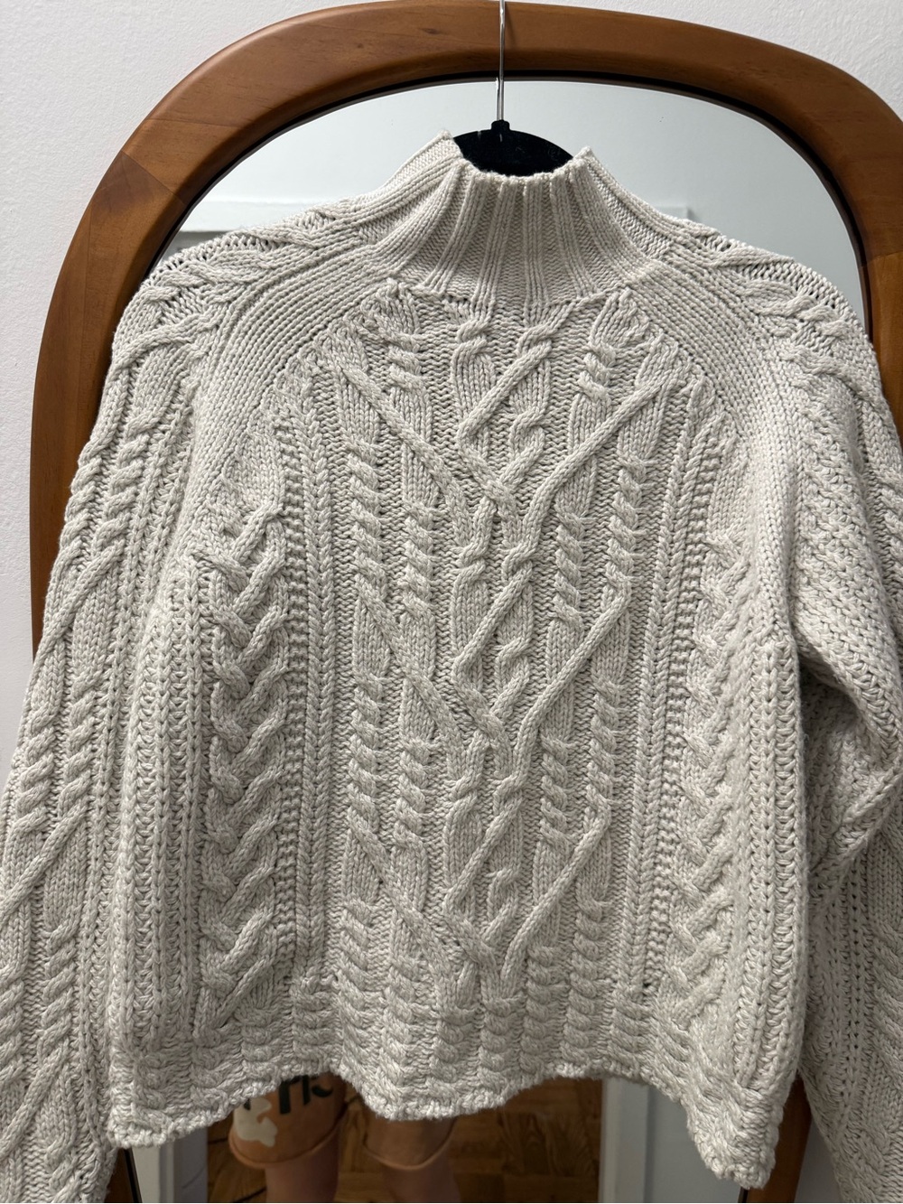 French Connection Cream Cable Knit Turtleneck Sweater